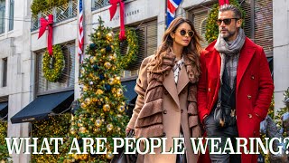 Winter Fashion in London Street Styles and Festive Christmas Decorations [upl. by Lime]