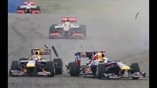 F1 2010 Turkish GP Sebastian Vettel And Mark Webber Crash Collision Scene [upl. by Anielram781]