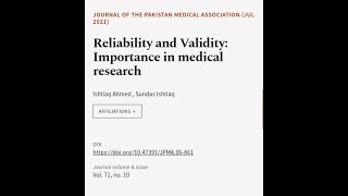 Reliability and Validity Importance in medical research  RTCLTV [upl. by Doralia]