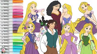 Disney Princess Coloring Book Compilation Tangled Rapunzel Flynn Rider Mother Gothal Arianna Pascal [upl. by Lancelot659]