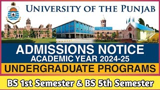 PU ADMISSION 202425  PUNJAB UNIVERSITY LAHORE ADMISSION 2024 [upl. by Winne]