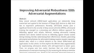 Improving Adversarial Robustness With Adversarial Augmentations [upl. by Clayson]