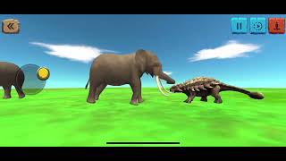 Ankylyosaurus and parasaurolophus vs 2 Elephants Animal Revolt battle simulator [upl. by Daffi]