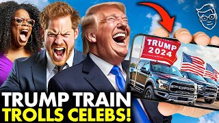 Trump Train TROLLS Meghan Markle Prince Harry And Oprah Libs RAGE At Caravan of MAGA Flags 🤣 [upl. by Leinad417]