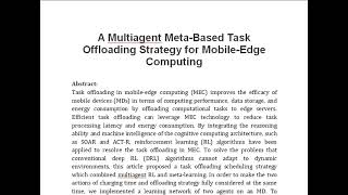 A Multiagent Meta Based Task Offloading Strategy for Mobile Edge Computing [upl. by Fifine]