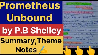 Prometheus Unbound by PB Shelley Summary Themes Character Biography Handwritten Notes ✍️UGC NET [upl. by Ravel994]