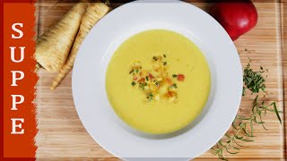 Pastinaken Cremesuppe mit karamellisierte Äpfeln  sehr lecker [upl. by Anawot219]