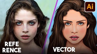 How to Make Realistic Vector portrait  adobe illustrator [upl. by Relyuhcs]