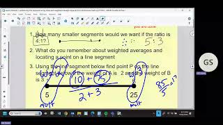 Mr Gill Geo Aug 26 finish partitioning a line using ratios review weights [upl. by Derman]