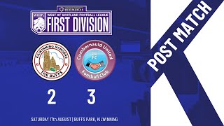 POST MATCH Kilwinning Rangers 23 Cumbernauld Utd [upl. by Adnim]