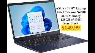 ASUS  140quot Laptop  Intel Celeron N4500  4GB Memory  128GB eMMC  Star Black [upl. by Bluhm]