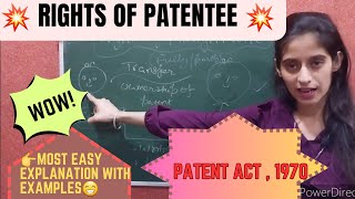 What is the right of patentee under the Patents Act 1970 youtubevideo patent act 1970 [upl. by Akenn]