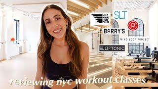 REVIEWING NYC WORKOUT CLASSES  Barrys SLT Mile High Run Club Mind Body Project PureBarre etc [upl. by Monro826]