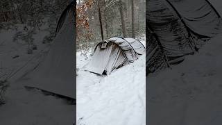 Hot Tent Camping in a Snow Storm  Pomoly Locomotive Hot Tent T1 Ultra 3 Stove [upl. by Onitnerolf36]