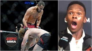 Israel Adesanya has incredible reaction to Jorge Masvidal KO of Ben Askren  UFC 239  ESPN MMA [upl. by Niassuh253]