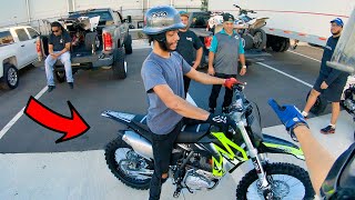 HOMIES TRY TO WHEELIE MY NEW DIRT BIKE [upl. by Oriaj]