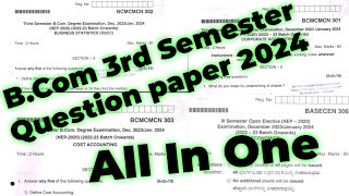 BCom 3rd Semester Question paper 2024 Business Statistics corporateaccounting costaccounting [upl. by Lhok]