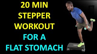 20 Minute STEPPER WORKOUT FOR A FLAT STOMACH with Dumbbells🔥200 Calories🔥 [upl. by Rebak]