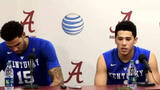 Kentuckys John Calipari Willie CauleyStein and Devin Booker Talk With Media after Big Win over Al [upl. by Solana]