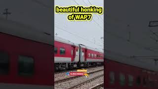 Beautiful honking of WAP7 wap 7 linked with LHB coaches wap7 indian railway trainjourney [upl. by Yul]