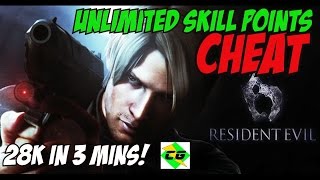 Resident Evil 6  Money CheatGlitch UNLIMITED SKILL POINTS CHEAT  28K IN 3 MINUTES [upl. by Nailij]