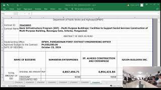 Procurement Livestream for DPWH Pangasinan 1st DEO on October 23 2024 [upl. by Nelleoj]