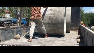 Filipino Construction Workers Moving Heavy Pieces of Cement Drains While Wearing Only Slippers [upl. by Yirinec]