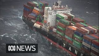 83 shipping containers fall from cargo ship off Australias east coast  ABC News [upl. by Eliezer]