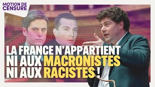 La France nappartient ni aux macronistes ni aux racistes   Matthias Tavel [upl. by Barthol]