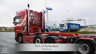 Trucks from Port of Rotterdam Waalhaven 4K [upl. by Duffie]