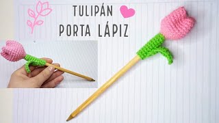 Tulipán porta lápiz a crochet🌷 [upl. by Oinotla787]