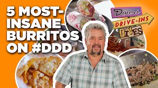 5 MostInsane Burritos Guy Fieri Ever Ate on DDD  Diners DriveIns and Dives  Food Network [upl. by Notyad]