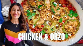 Easy Onepot Chicken and Orzo  The Mediterranean Dish [upl. by Barnie]