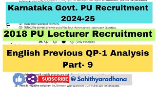 2018 PU Recruitment Previous English Literature Question Paper Analysis part8 NETSETGPTHSTR [upl. by Jephum]