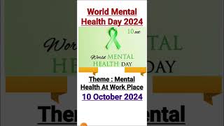 World Mental Health Day 2024 Theme  General Knowledge gk shorts [upl. by Otrebireh147]