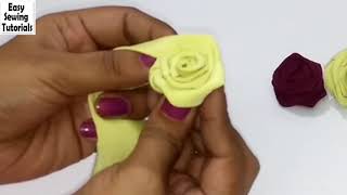 How to make Fabric Roses  Easy way to make Fabric FlowersRoses [upl. by Parthen]