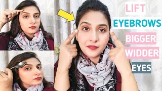 How to lift eyebrows with exercise  how to lift eyebrows naturally  liftup droopy eyelids [upl. by Shulem]