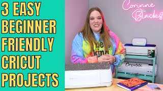 3 easy beginner Cricut projects adhesive vinyl cardstock and print then cut [upl. by Zack]