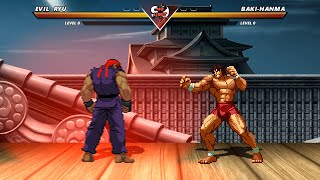 EVIL RYU vs BAKI HANMA  Highest Level Awesome Fight [upl. by Ahidam472]