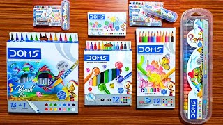 Doms oil pastel unboxing  Doms brush pen 14 shades unboxing  Doms colour pencil unboxing [upl. by Brenan]