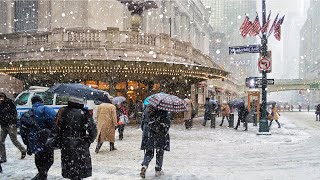 ⁴ᴷ NYC Snow Walk 🌨 Heavy Snowfall in New York City ❄️ Rockefeller Center Radio City Music Hall ⛄️ [upl. by Dasa]