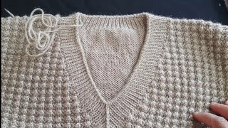 Knitting VNeck sui se border bind off Part2 [upl. by Noraed]