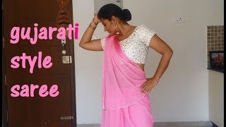 How to drape a Gujarati Saree with box pleats [upl. by Lotson]