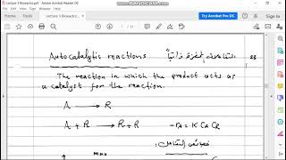 Autocatalytic Reactions Lec 33 [upl. by Electra358]