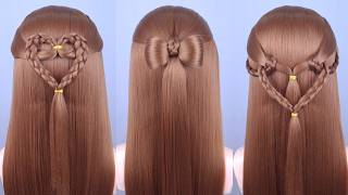 simple hairstyles for everyday  easy ponytail hairstyle for long hair  heart hairstyle for ladies [upl. by Fletcher244]