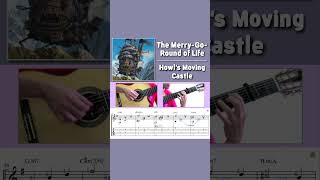 The MerryGoRound of Life  Howl’s Moving Castle Guitar shorts guitar guitartab [upl. by Devi]