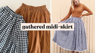 DIY Gathered MidiSkirt With Pockets  How To Make A Gathered Skirt [upl. by Claudell137]