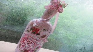 DIY Crackle Dark Glass Bottle Decoupage [upl. by Alekahs]