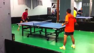 Wang Hao and coach Liu Guoliang playing inside STIGA Arena [upl. by Fanchan]