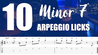 10 Easy Minor 7 Arpeggio Patterns For Guitar  PDF And Backing Track [upl. by Whittaker]